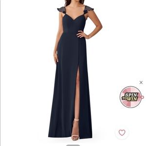 Azazie Dark Navy Long bridesmaid dress